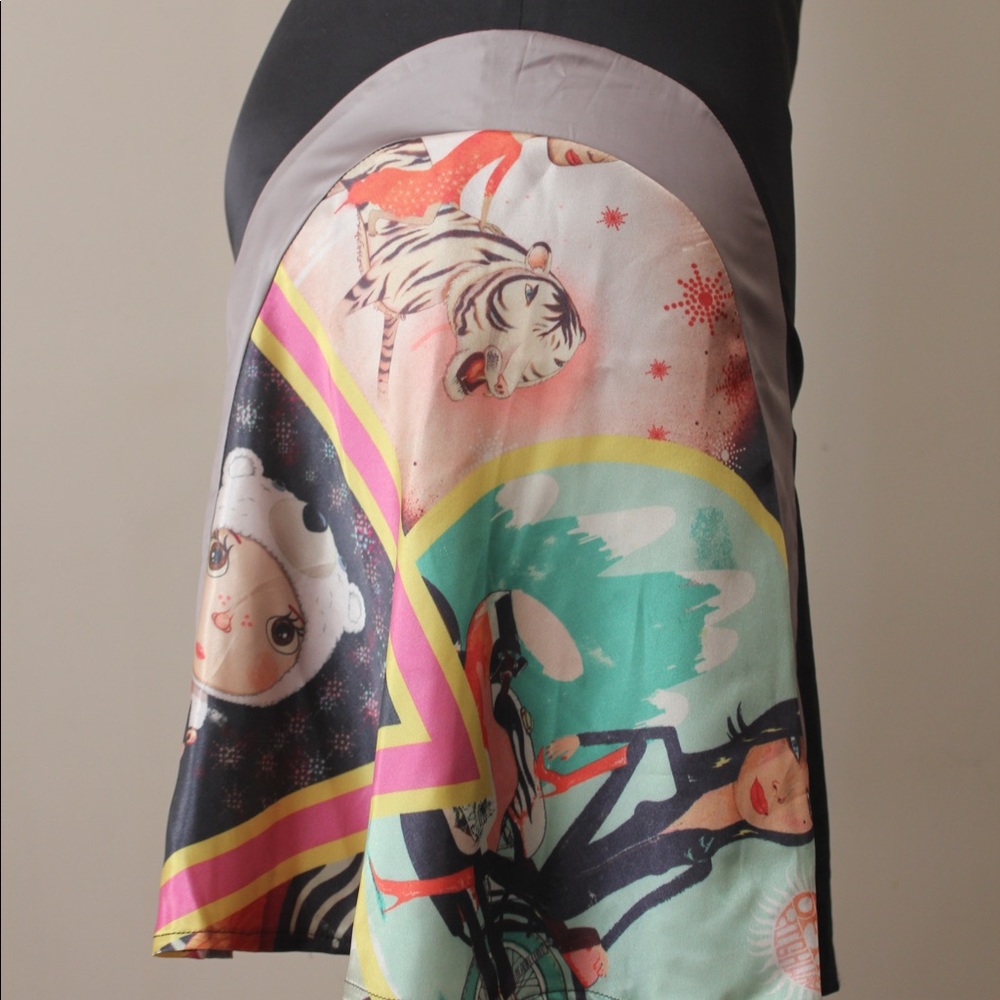 Custo Barcelona shiny graphic print a-line skirt